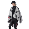 Damen Poncho Cape Schal mit offenem Vintage-Muster